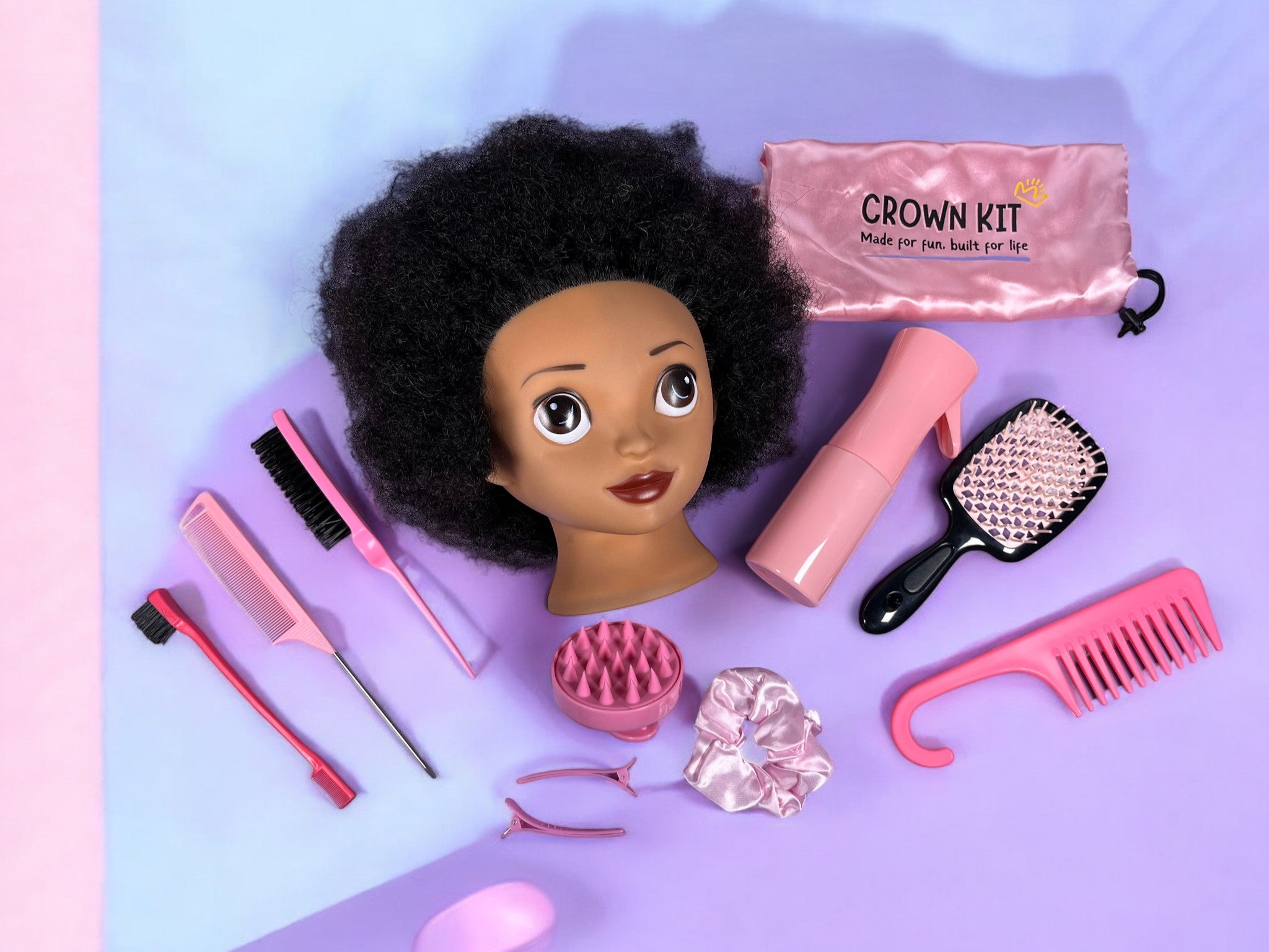 Lulu Complete Crown Kit: 4B Coily Real Human Hair Styling Head +