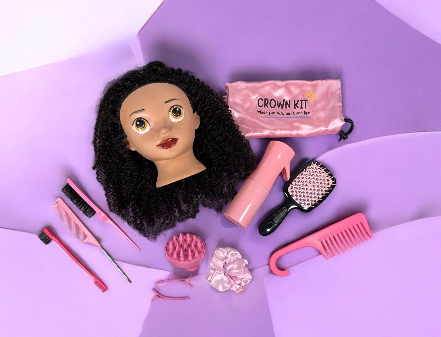 キンプリ　クラウンベア　６体セット Lulu Complete Crown Kit: 4B Coily Real Human Hair Styling Head +